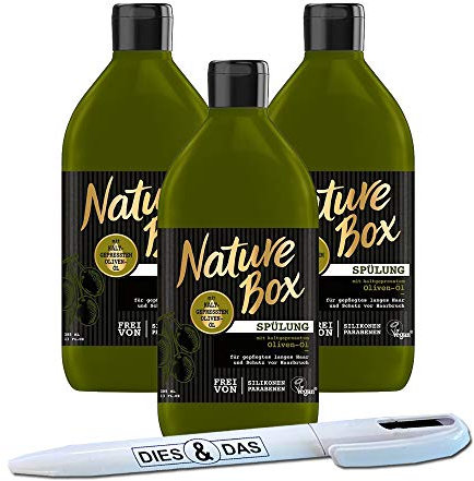 3x Nature Box Spülung mit kaltgepresstem Oliven-Öl 385ml + DIES&DAS Kugelschreiber im Wert von 2,90