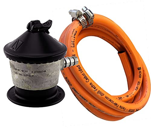 BricoLoco Butane Regulator Kit for Household Bottles with Safety Valve, Prevent Accidents Maintaining Installation Conditions, Made in U.E, Black & Orange