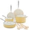 GreenLife Artizan Healthy Ceramic Non-Stick 12-Piece Cookware Pots and Pan Set, Stainless Steel Handle, PFAS-Free, Induction, Oven Safe, Yellow