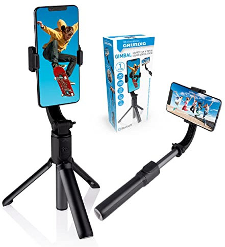 Grundig Gimbal Stabilisator - für Handy - Smartphone - 3-Assig - 360° Drehbar - Akku für 4 Stunden - Bluetooth