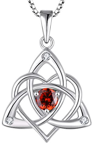 starchenie Keltischer Knoten Halskette 925 Sterling Silber Herz 3A Geburtsstein Halskette für Damen