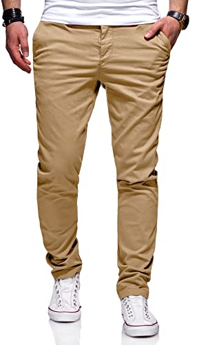 behype. Herren Basic Chino Jeans-Hose Stretch Regular Slim-Fit 80-0310 (W36/L30, Light Beige)