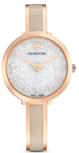 SWAROVSKI Crystalline Delight Uhr, Metallarmband, Rosa, roségoldfarbene Oberfläche 5642221, Streifen