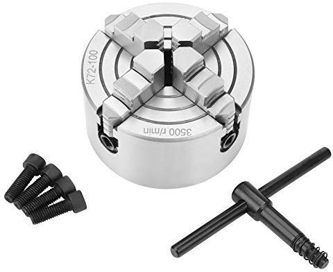 SANOU K72-100 4-Jaw Chuck K72-100 Reversibile Metallo Tornio Tornio Accessori 100 MM 3.93 Pollici Diametro con Chiave 4 Viti