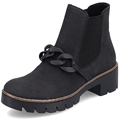 Rieker Damen Chelsea Boots X5773, Frauen Stiefeletten,uebergangsstiefel,Schlupfstiefel,flach,Stiefel,Bootee,Booties,schwarz (00),39 EU / 6 UK