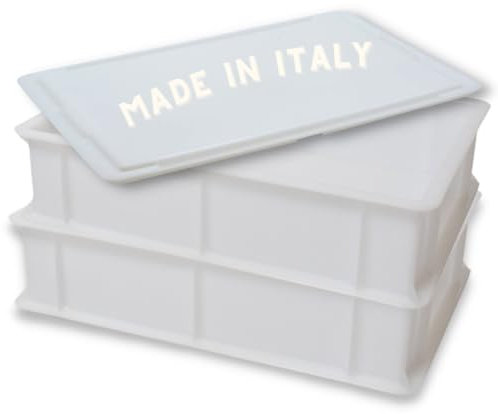 Dough Proofing Box (2 Pack + 1 lid), White, Commercial Stackable Pizza Proofing Dough Box (16 inch x 12 inch x 4 inch). 1 Lid Included.