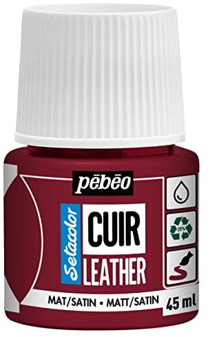Pébéo - Setacolor Pelle - Vernice acrilica per pelle e similpelle - Personalizzazione di borse, scarpe, sneaker -Resistente a graffi, pieghe e abrasioni -Finitura opaca/satinata -Rosso profondo -45 ml