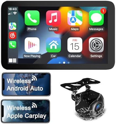 YUANTING2023 Newst Portable Car Stereo for Wireless Apple Carplay&Android Auto,7 Inch IPS Touch Screen Car Audio Compatible Voice Control/Backup Camera/Bluetooth5.0/MirrorLink/FM/TF/USB/AUX/Air Play