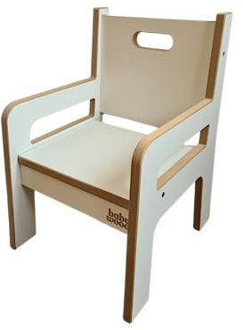 Babywood Holzstuhl für Kinderzimmer, Schreibtischstuhl für Kinder, Kinderstuhl 0-5 Jahre, Kinderhocker, Kleinkinderstuhl (Weiß)