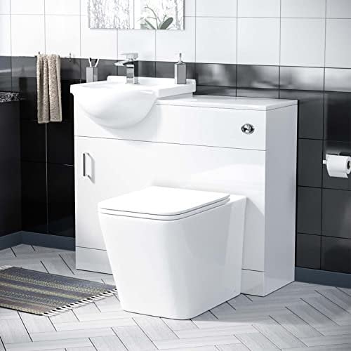 Nes Home 950 mm Basin Sink Vanity Unit and WC Toilet Compact Bathroom Suite Set| Elora
