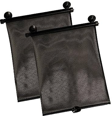 Ezimoov - Parasol de Coche para niños - Juego de 2 - Ventana Lateral Trasera con ventosas o Clip - Fácil de enrollar con una Mano - Embalaje Reciclado