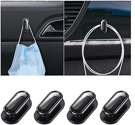 JNNJ 4 Stück Mini Auto Haken, Selbstklebende Autositz Kopfstütze Haken, Multifunktionale Auto Aufbewahrungshaken Für Schlüssel, Geldbörse, Kopfhörer, Ladekabel(Schwarz)