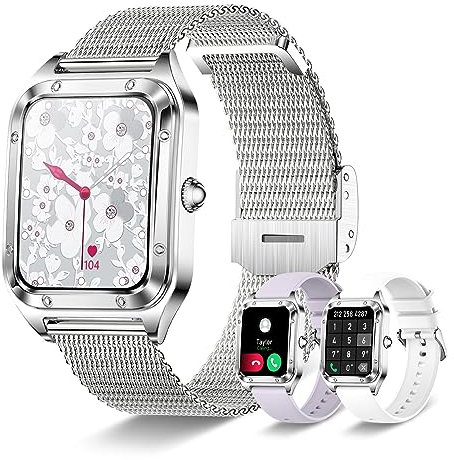 Iaret Smartwatch Damen, 1,59 Touchscreen Smart Watch mit Telefonfunktion, Wasserdicht Fitnessuhr mit Pulsmessung, Schlafüberwachung, Schrittzähler, Multi-Sportmodi Fitnessuhr für Android iOS