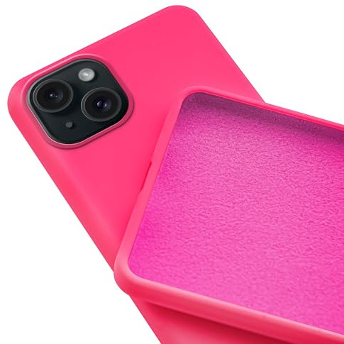 N NEWTOP Custodia Cover Compatibile per iPhone 15, ORI CASE TPU Silicone Semi Rigido Colori Fodera Interna Microfibra Morbida Protezione Anti Urto Tocco Liscio Setoso Guscio (Fucsia)