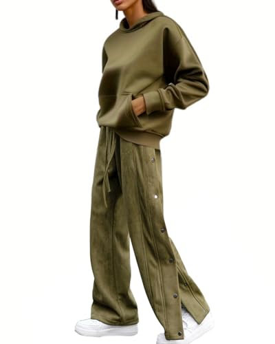 Skateboard Frog Bottone A Pressione con Spacco Laterale Pantaloni Donna Larghi Gamba Larga Sportiva Finta Pelle Scamosciata