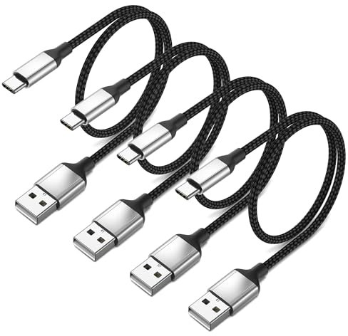 USB auf USB C Kabel Kurz 30cm, 4 Pack USB Kabel Typ C Ladekabel USB C Schnellladekabel und Datenkabel für Samsung Galaxy Xiaomi Huawei Mate 50 40 30 Pro Oneplus Android Auto - Schwarz