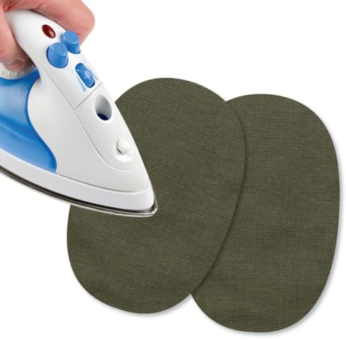 USIT, Pack of 2 Mini Iron-On Jersey Patches 13 x 9 cm Ideal for Repairing Tracksuits, Shirts and Sports Trousers Olive Green