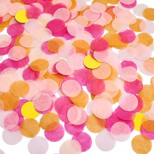 Seidenpapier-Konfetti-Punkte, Tischdekoration für Geburtstag, Abschlussfeier, Hochzeit, Wurf, groovig, Herbst, Party, 2,5 cm Durchmesser, 100 g, Hot Pink Orange und Gold