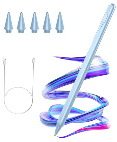 Stylet iPad 2018-2023,Charge Rapide Rejet de la Paume et Sensibilité à l'inclinaison, Pencil pour iPad 10/9/8/7/6ème, iPad Mini 5/6ème, iPad Air 3/4/5ème, iPad Pro 11/12.9 (Bleu)