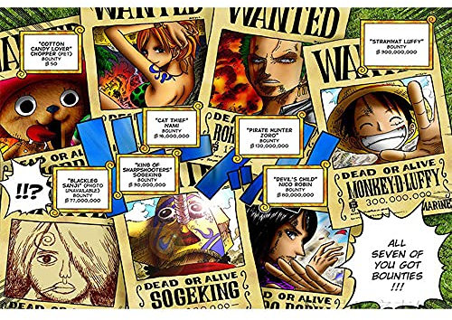 IGHSNZUH One Piece Anime Jigsaw Puzzles 1000 Piece Wooden Intellectual Puzzle Gift Toys Anime Poster Wall Art Picture for Home Decoration Kids Family Birthday Gift