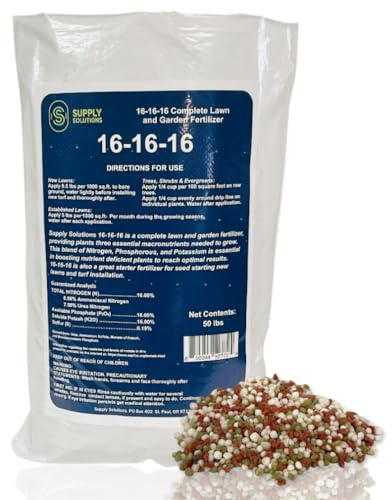 Supply Solutions 16-16-16 Complete Lawn & Garden All Purpose Granular Fertilizer - The Ultimate Plant Food for Lush Greenery & Vibrant Blooms - for All Plants, Vegetables, Fruits, and Berries - 50lbs