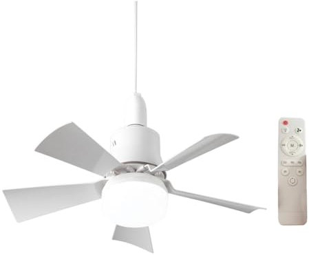 Stroagymoon Socket Fan Light Small Ceiling Fan with Light and Remote, Screw in Ceiling Fan Light for E27 Base, for Bedroom Kitchen Easy Install Easy to Use