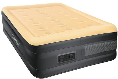 ML-Design Luftmatratze für 1 Person 196x97x47 cm Beige, TÜV Zertifiziert, Luftbett selbstaufblasend mit elektrischer Luftpumpe 230V, Aufblasbare Matratze für Camping, Gästebett Einzelbett, Tragebeutel