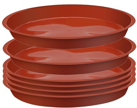 Senda 6 Stück Blumentopf Untersetzer Rund Kunststoff Blumentopf Wassertropfschale Pflanzschale für Indoor Outdoor Garten Pflanzen Blumen Gemüse (Rot, 16cm)