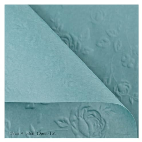 Aqxyxsw 10 Blatt dickes geprägtes Rosen-Geschenkpapier, Kraftpapier, Blumenstrauß, Blumenpapier lingli(Pale blue)