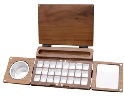 Colcolo Palette de Peinture Aquarelle, Boîte de Peinture Aquarelle Pliable, Palette de Peinture Artisanale avec 24 Trous Ronds pour Artistes, Débutants, Aquarelle, Amateurs, 25.2 X 15.09 X 4.29cm