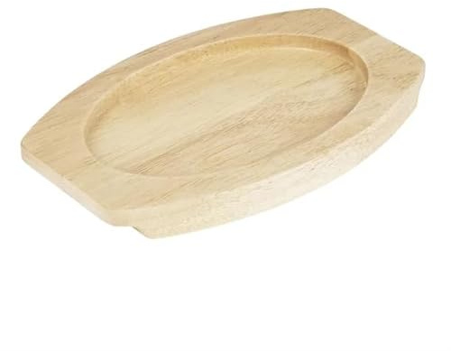 Olympia Hevea Board for Cast Iron Oval Eared Dish 230x135mm FW978 | Protects tabletops from heat damage and scorch marks while serving; custom-fit base for the FW818 sizzling platter.