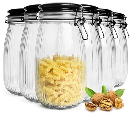 Sendez 6 Preserving Jars 1.4 L with Ceramic Lid Swing Top Food Storage Containers Glass