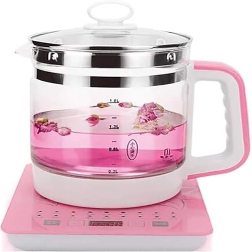 AFAGUEEUPD Bollitore Elettrico in Vetro da 1,8 Litri, bollitore Multifunzione, teiera elettrica in Vetro Ispessito Automatico, teiera, Rosa