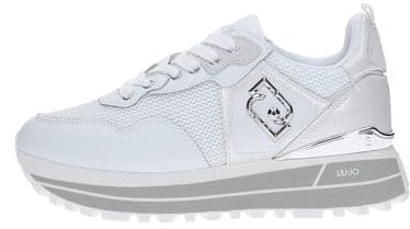 Liu Jo Maxi Wonder 01, Sneakers Platform in Suede e Mesh da Donna (White, Sistema Taglie Calzature EU, Adulto, Numero, Media, 35)