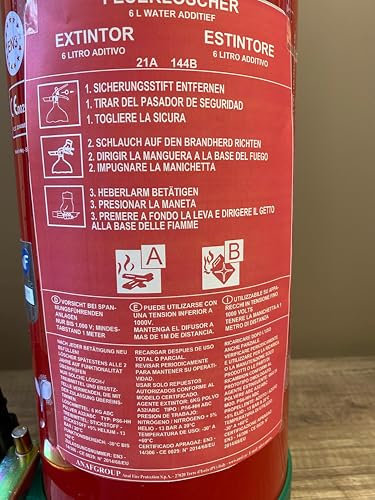 Extincteur 6 litres Mousse à Eau pulvérisée avec additif ABF Norme CE et Support de Fixation sans Fluor