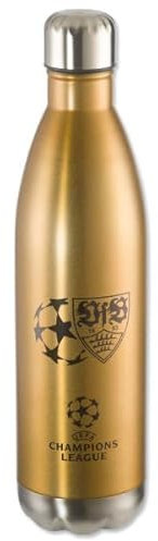 VfB Stuttgart Thermoflasche 0,75 L Gold Lizenzartikel – isolierte Trinkflasche für Fans – Aluminium – heiß & kalt – stylisch & funktional – Fanartikel