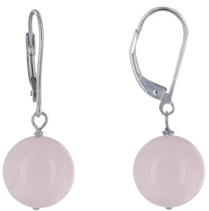 LES POULETTES BIJOUX - Boucles d'Oreilles Dormeuse Argent 925 et Perle de Quartz Rose