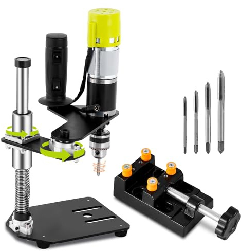 Consfly M3-M6 - Filettatrice elettrica verticale con morsa e 4 rubinetti strumento filettato regolabile per metallo e plastica, legno 100-200r/min 110V