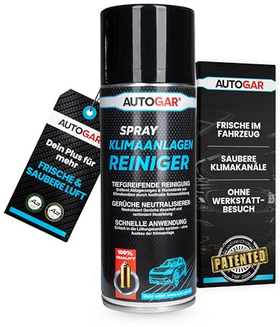 AUTOGAR® Spray nettoyant pour climatisation 400 ml - Air frais pour voiture, camping-car et maison - Nettoie les canaux de ventilation de la climatisation - Utilisation facile avec sonde de
