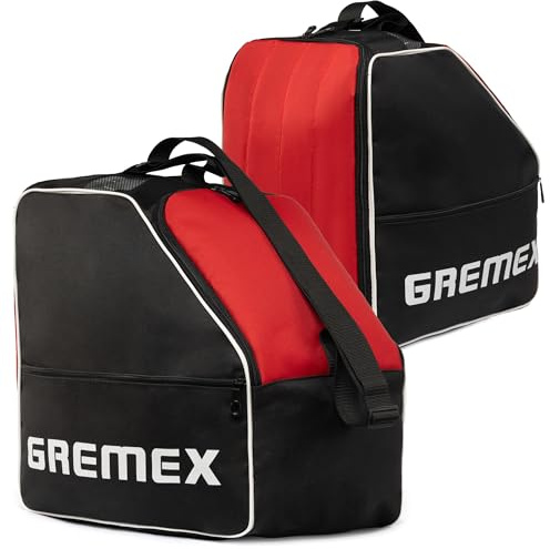 GREMEX Skischuhtasche mit Helmfach - Wasserfester Skischuhrucksack für Skischuhe und Helm - Widerstandsfähig mit Titan-Nähten - Bequem für Transport, Reisen und Schutz Ihrer Ausrüstung