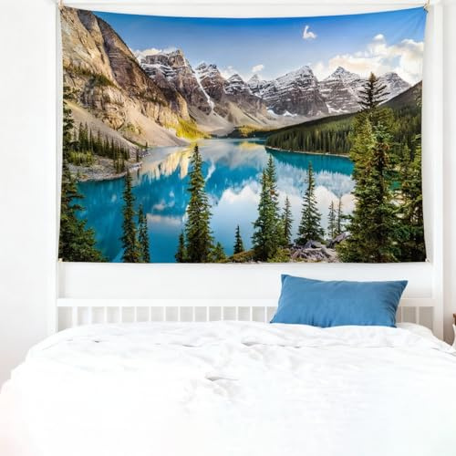 Yosugar Wandteppich See und Gebirge, Natur Landschaft Wandbehang für Wohnkultur.200L x 150B cm