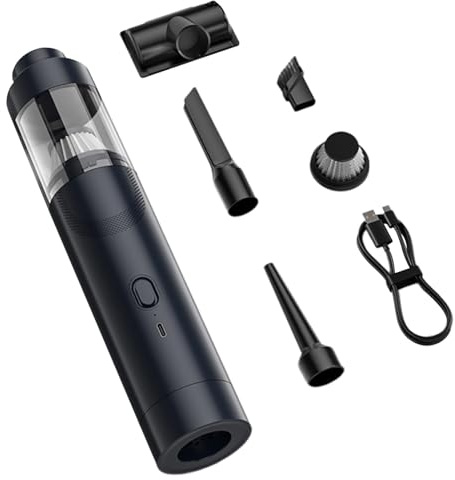 Generisch Aspirateur à main sans fil - Pour voiture et déplacement - Avec fonction sèche-cheveux, portable et rechargeable - Léger - Pour coussin de voiture, tapis et poils d'animaux