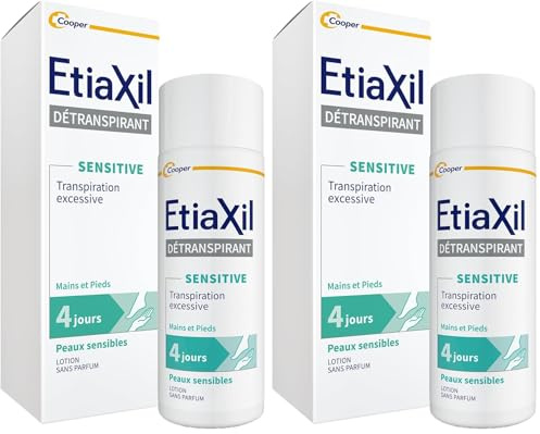 ETIAXIL Deodorant Deodorant – Behandlung von übermäßigem Schwitzen – Füße – empfindliche Haut – Lotion ohne Parfüm – 100 ml (Packung mit 2)