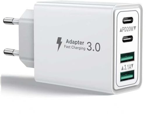 Caricatore USB C, 40W Presa USB Alimentatore USB C PD & QC3.0, Multipla Carica Spina Rapido Caricatore per iPhone 16/15/14/12/11/Pro Max/X/XS/XR/8/7/6S/iPad, Galaxy