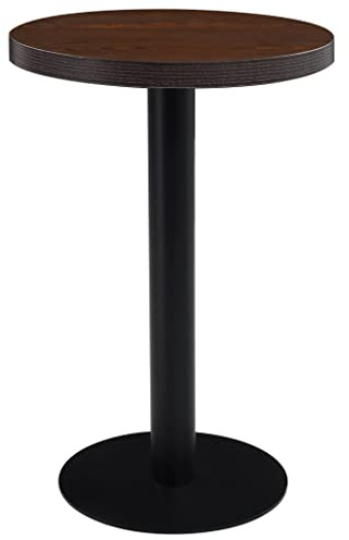 DELUKE Bistrotisch Flori rund Dunkelbraun/Schwarz 50 cm MDF | Esstisch Kleiner Tisch Cafe Gartentisch Balkontisch Outdoortisch