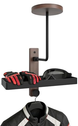 CASDUCT Support mural pour casque de moto, avec design en balle, support rotatif à 180°, panier de rangement pour accessoires de moto, casque de baseball, perruque, noir