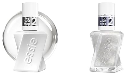 Bundle aus essie langanhaltender Nagellack Top Coat mit glänzendem Finish, Maniküre ohne UV-Licht, gel by essie Transparent + Professioneller Top Coat mit Diamond Dust Finish