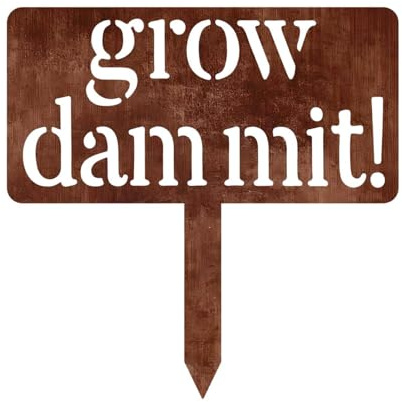 Hofschild – humorvolle Schrebergarten-Pflanzgefäße, Retro-Metall-Design, pulverbeschichtetes Eisenblech für Gemüsebeete, Gewächshaus, , Innen- und Außenbereich, Balkon, Bauernhaus, 30 x 30 cm