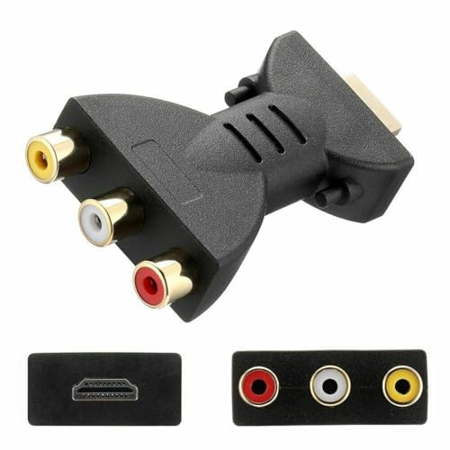 GAOHOU Adaptateur audio vidéo AV HDMI Jack mâle vers 3 x RCA femelle CompositeTV Audio Adaptateur convertisseur convertisseur de remplacement pour moniteur TV (1)