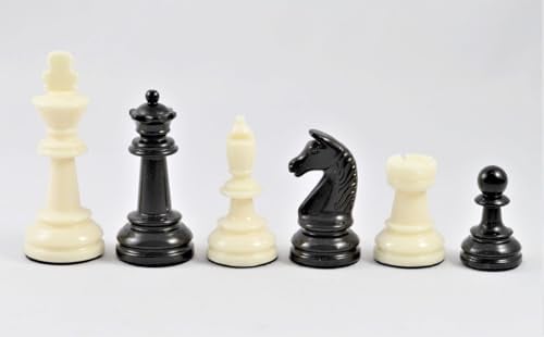 weiblespiele Engelhart Schachfiguren, Kunststoff, 90 mm, Schachspiel, 2 Spieler, ab 8 Jahren, Beige,schwarz,schwarzem